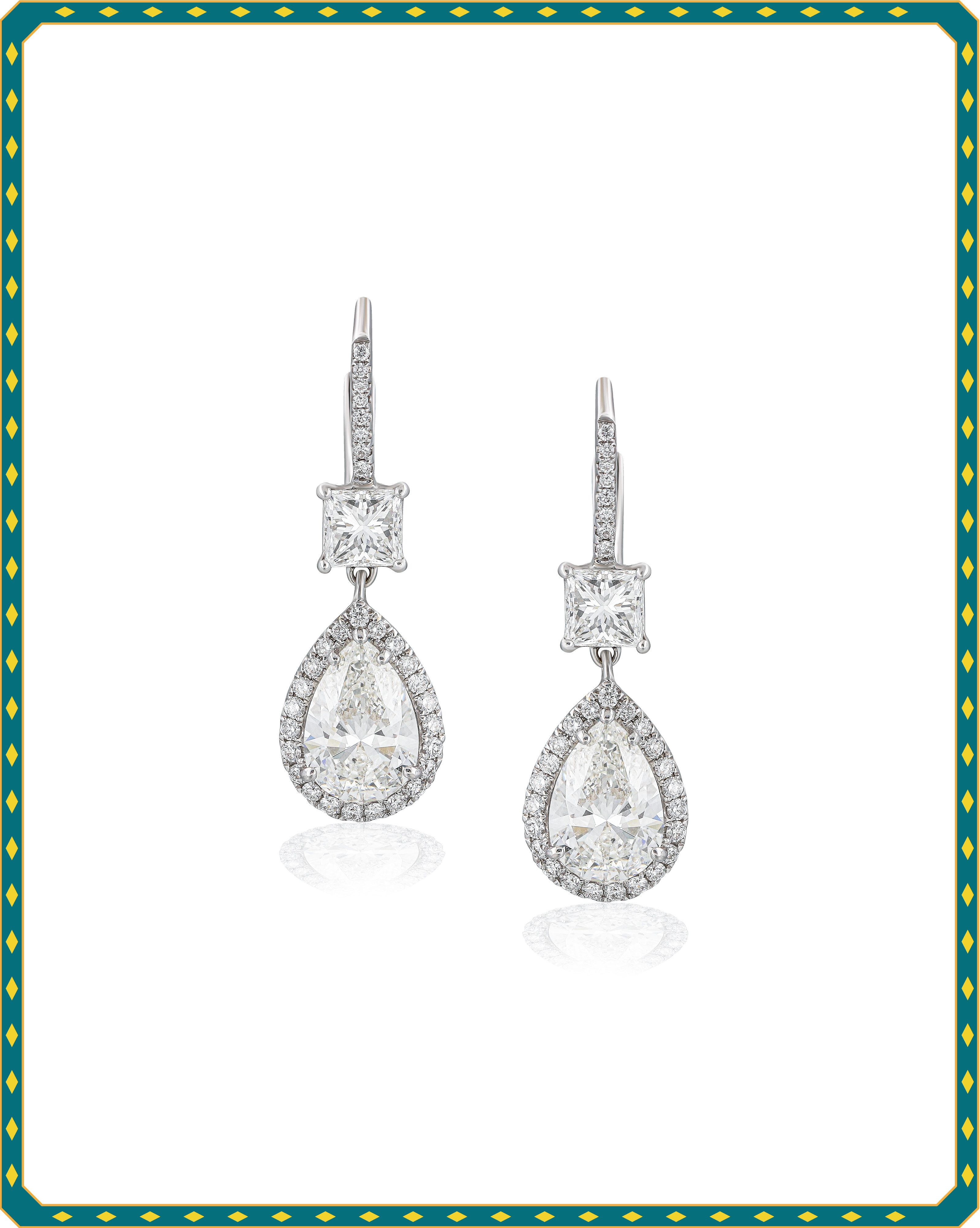 Fancy Cut Solitaire drop earrings by Al Anwaar