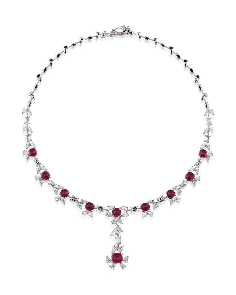 Diamond & Ruby necklace by Manohar Lal Jewellers