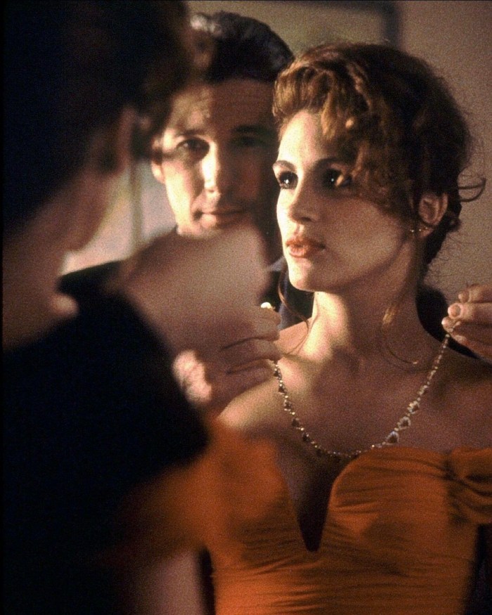 Famous Movie Jewelry: Actress Julia Roberts wore FRED diamond and ruby jewelry in the film Pretty Woman, 1990.
