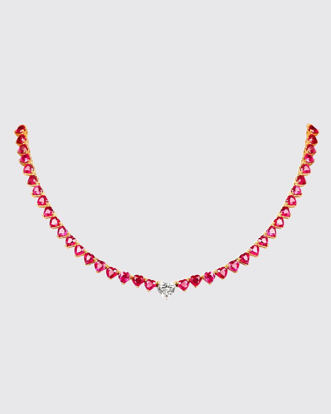 Heart-shaped diamond and ruby necklace by Shruti Sushma