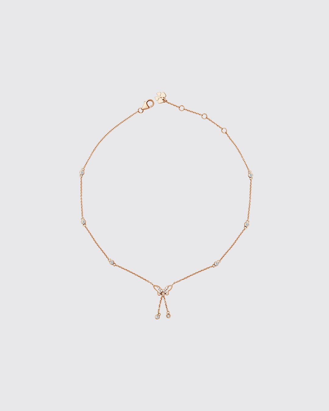 18K gold butterfly anklet with white diamonds by La Marquise Jewellery