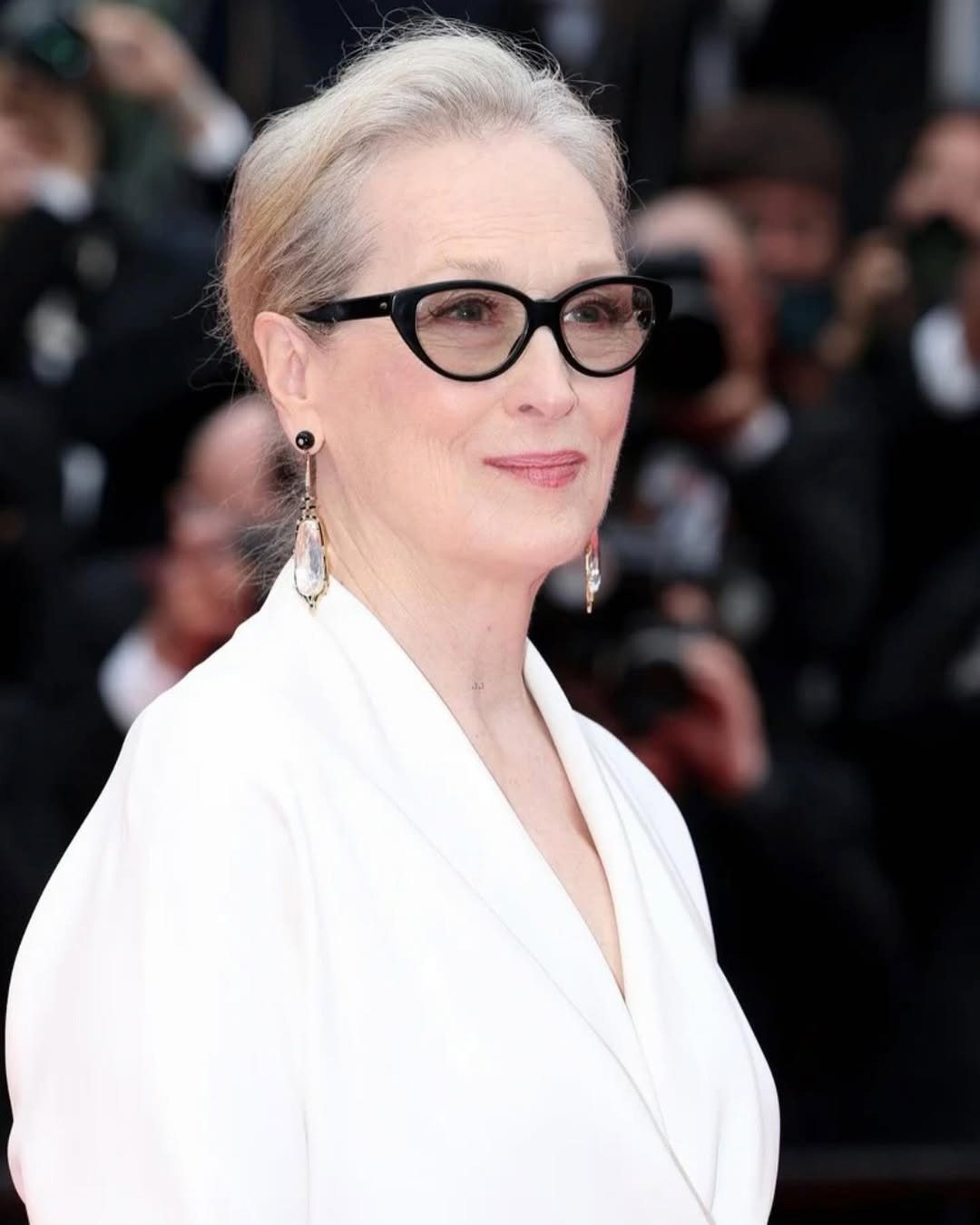Meryl Streep in Hanut Singh diamond earrings at the Cannes Film Festival.