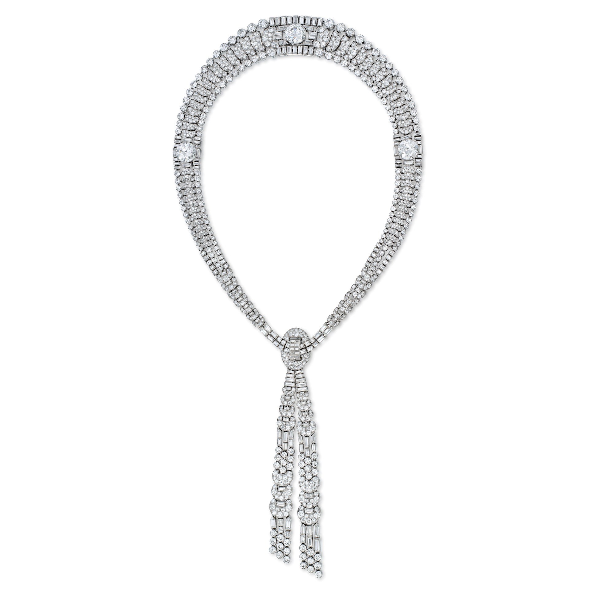 Van Cleef & Arpels, Diamond 'Tie' Necklace from the Most Expensive Diamond Jewelry Auctions of 2024.