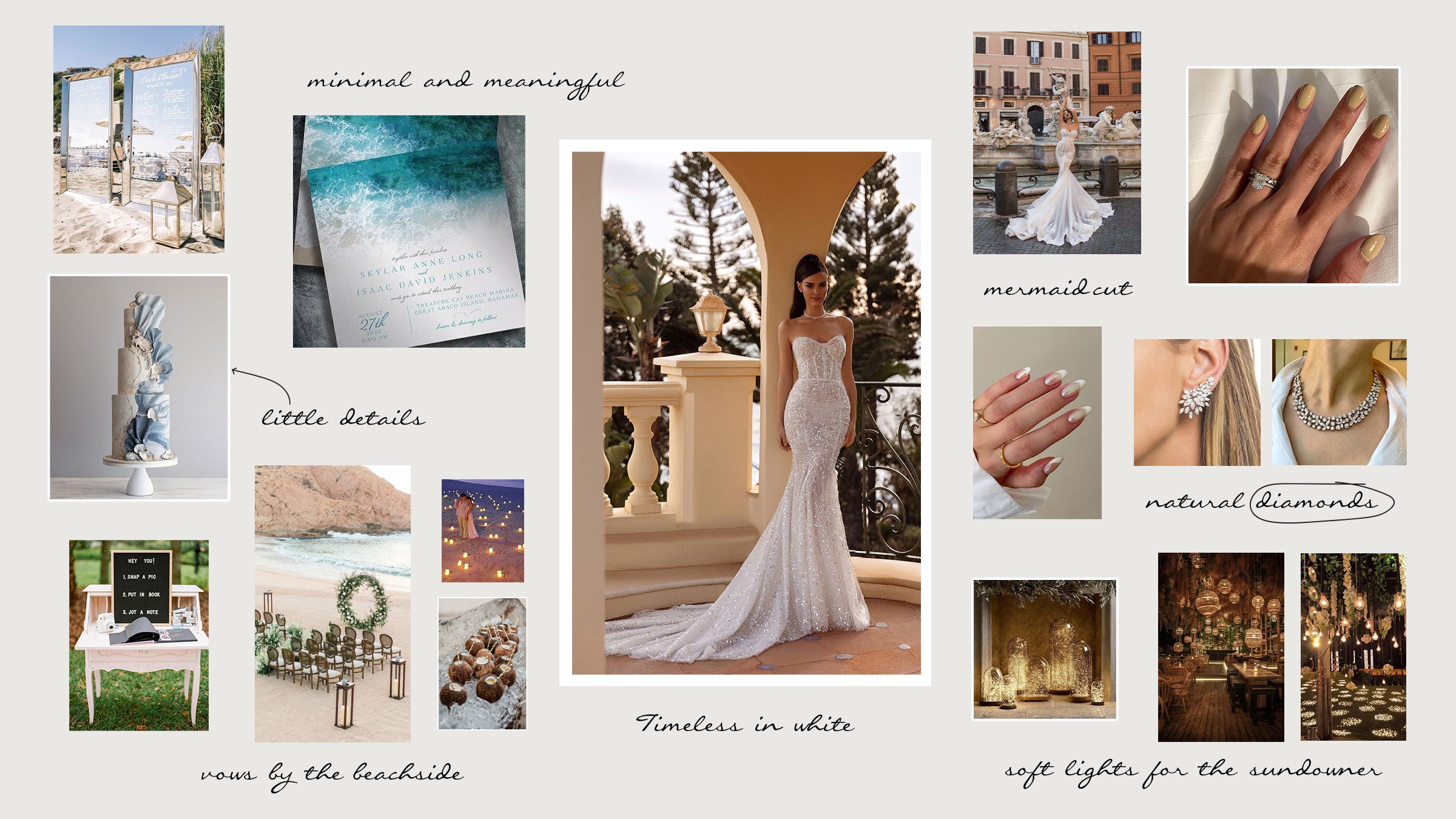 Images reflecting Shaleen's wedding vision and mood board