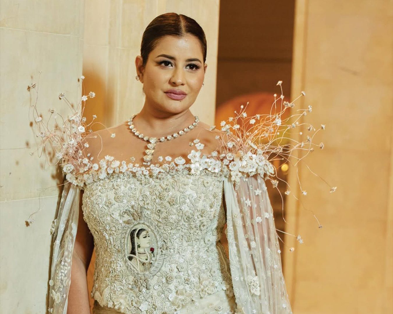 Sudha Reddy wearing the ‘Amore Eterno’ diamond necklace by Farah Khan at the MET Gala.