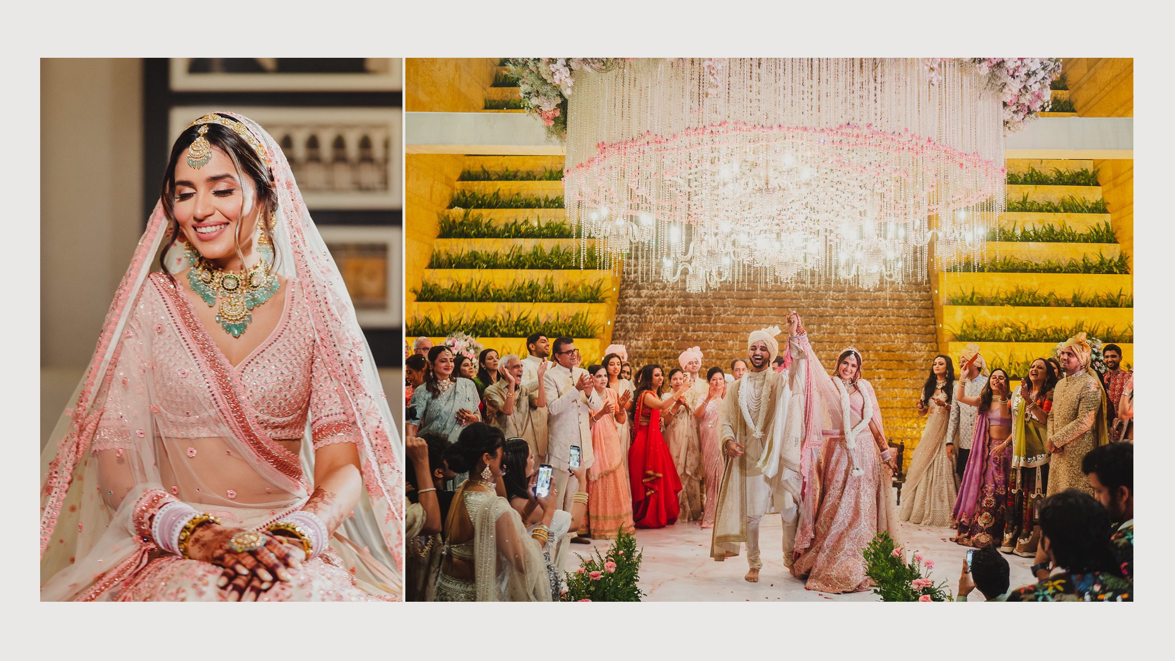Aishwarya Avlani’s pastel pink lehenga for the pheras, radiating elegance