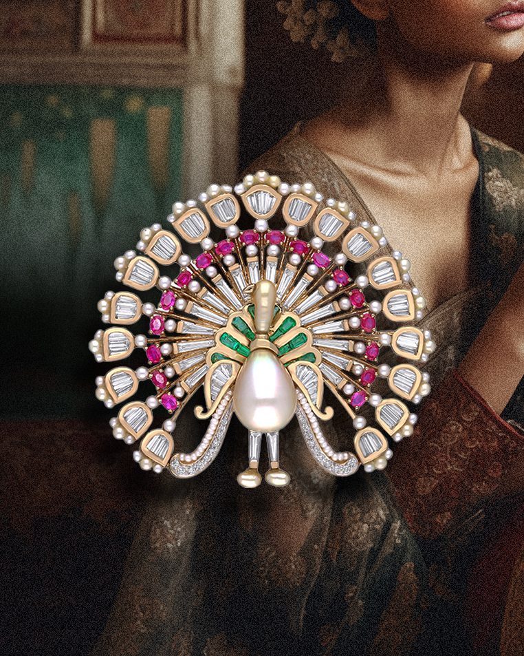 Women in India style their sarees with diamond brooches