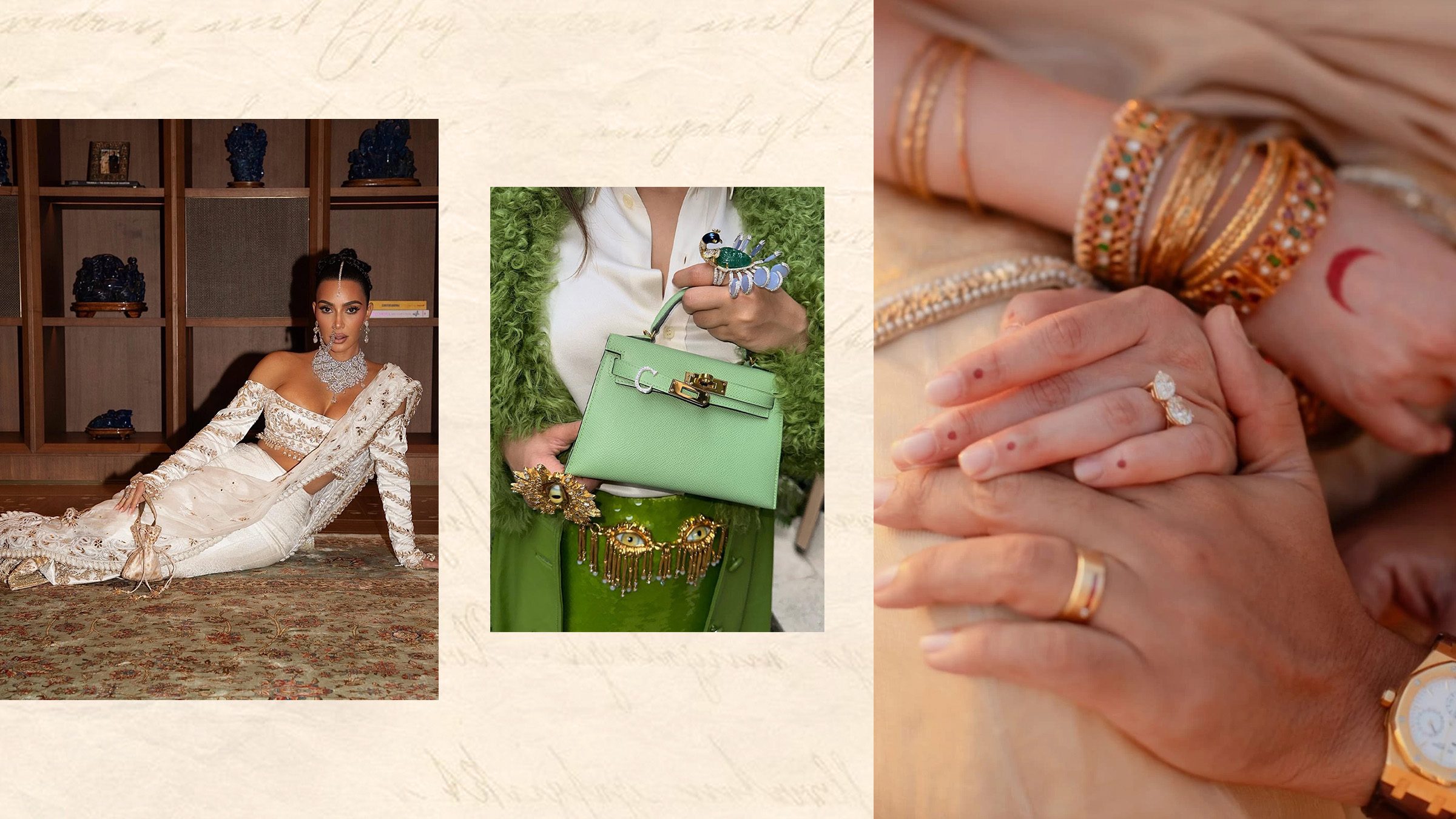 Kim Kardashian, Aditi Rao Hydari, and Ashna Mehta wearing natural diamonds