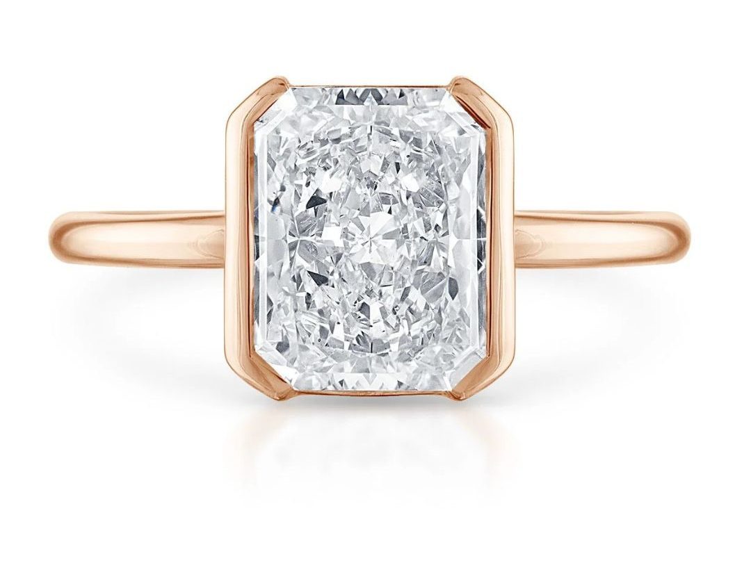 nontraditional engagement rings: half bezel engagement ring