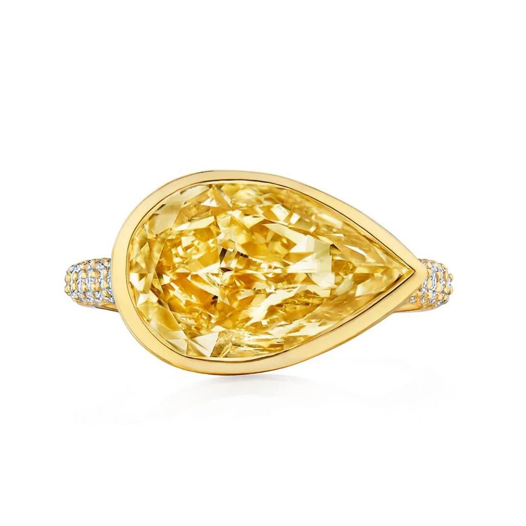 yellow pear shaped diamond engagement ring