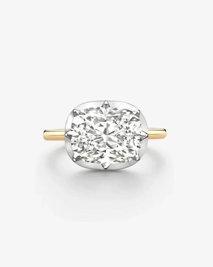 Zendaya's Engagement Ring Jessica McCormack East-West Cushion Diamond Button Back Ring
