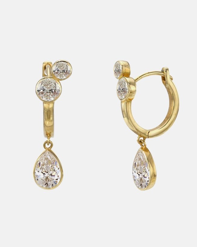 KATKIM Pear Serif Hoops, $8,600, katkimfinejewelry.com