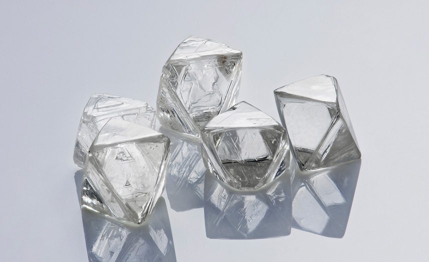 Natural Rough Diamonds before cutting and polishing.
