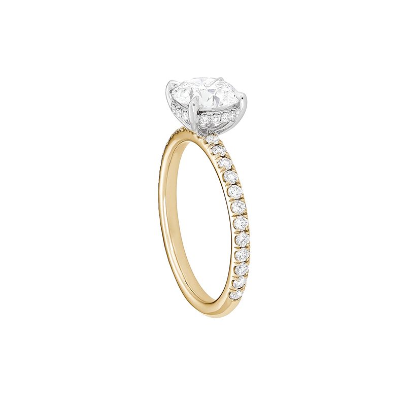hidden halo diamond ring from the side