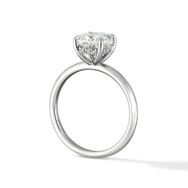 hidden halo engagement ring in white metal