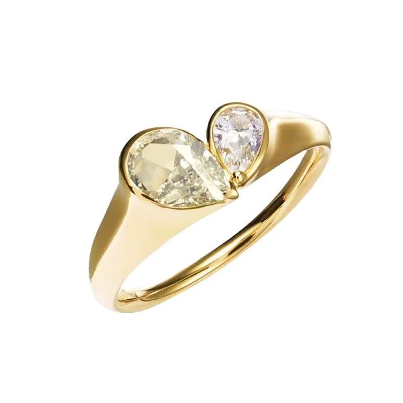 pear shaped diamond two stone ring
