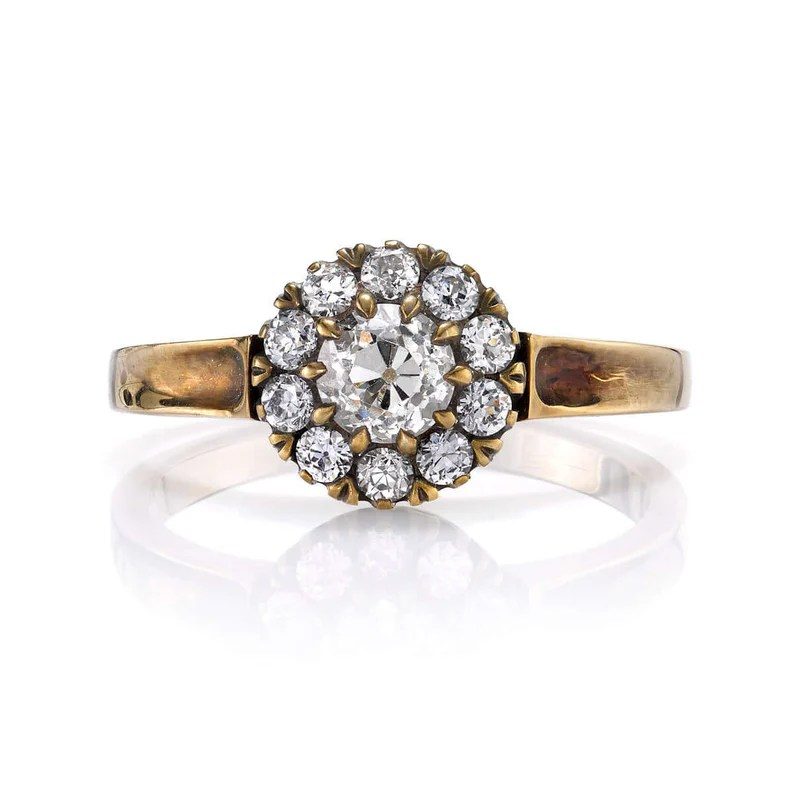 old mine cut diamond cluster ring