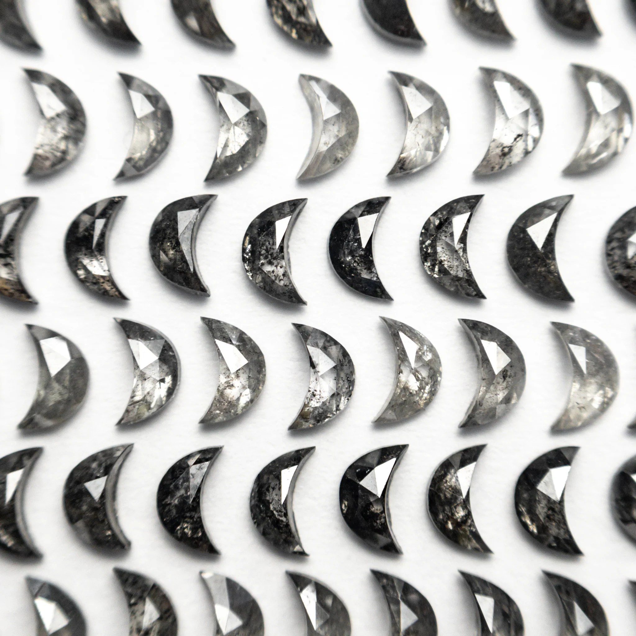 crescent moon salt and pepper diamond melee
