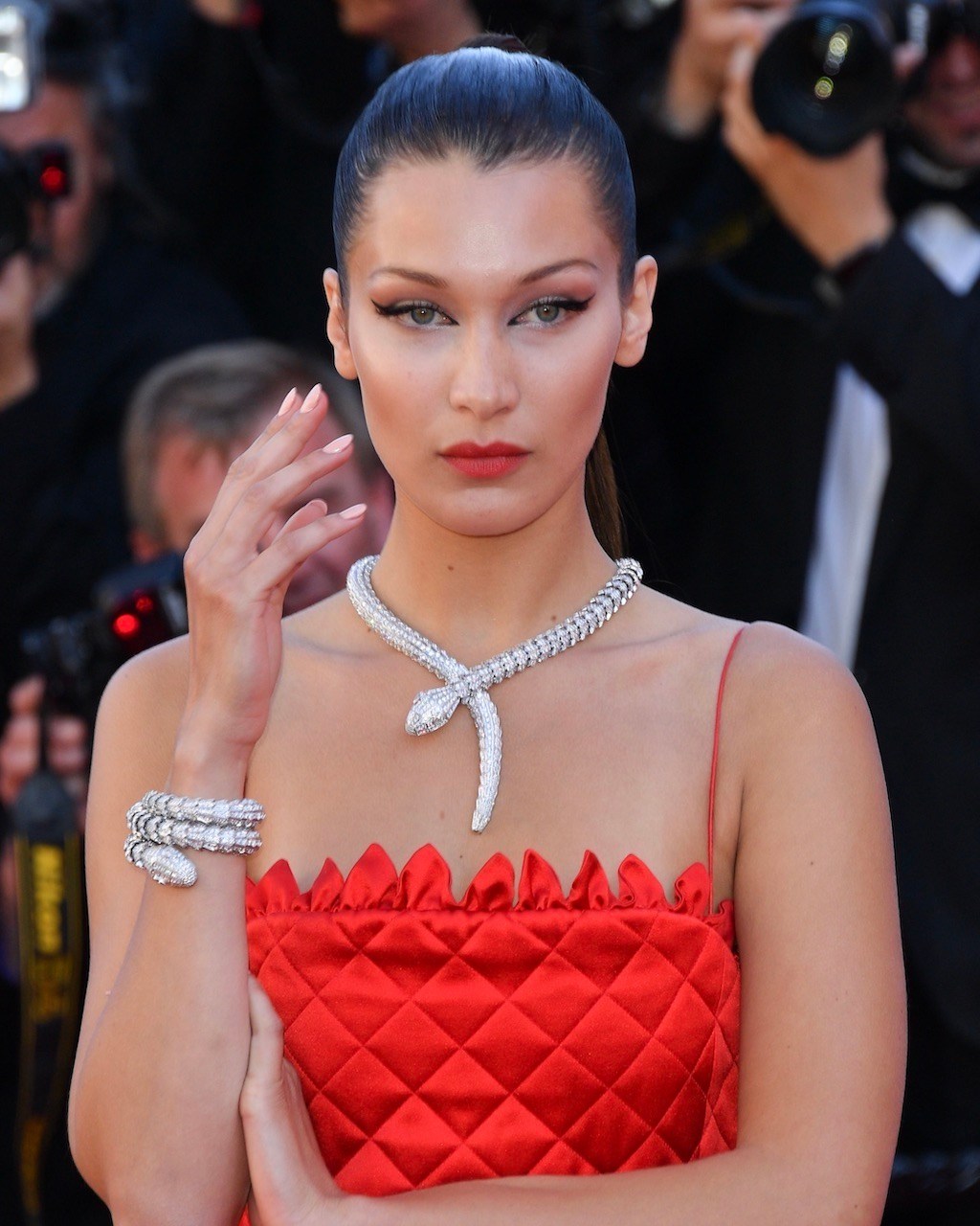 Bella Hadid Wore Bulgari Serpenti Diamond Jewelry to the 2017 Cannes Film Festival