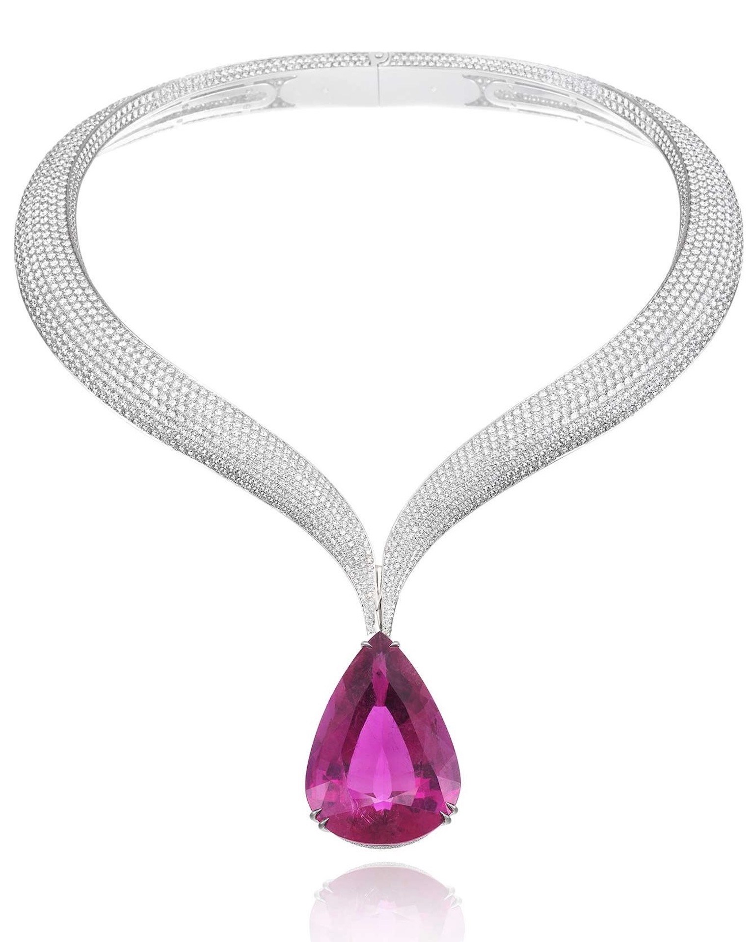Natural diamond and rubellite Chopard necklace
