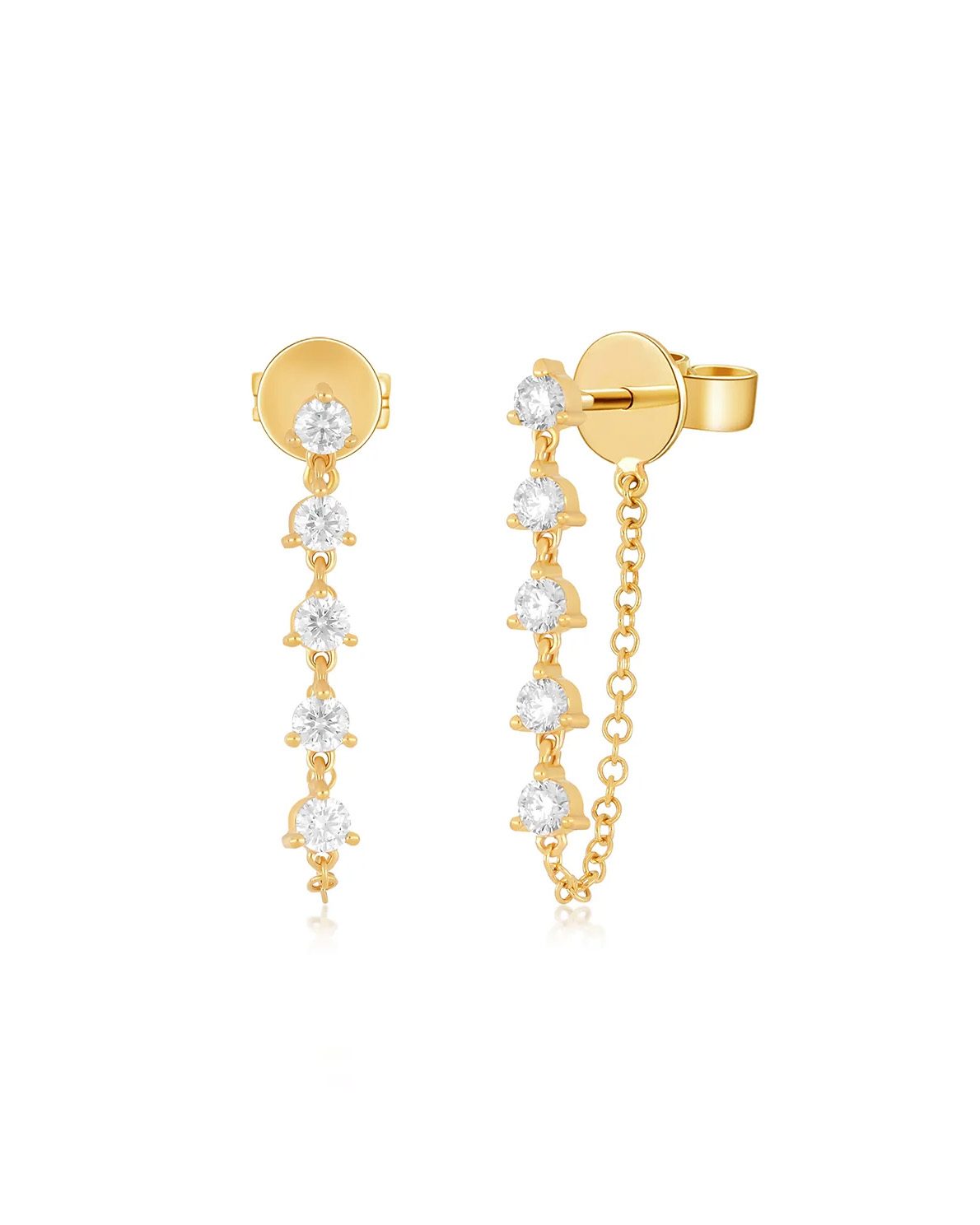 diamond chain earring for earring stack