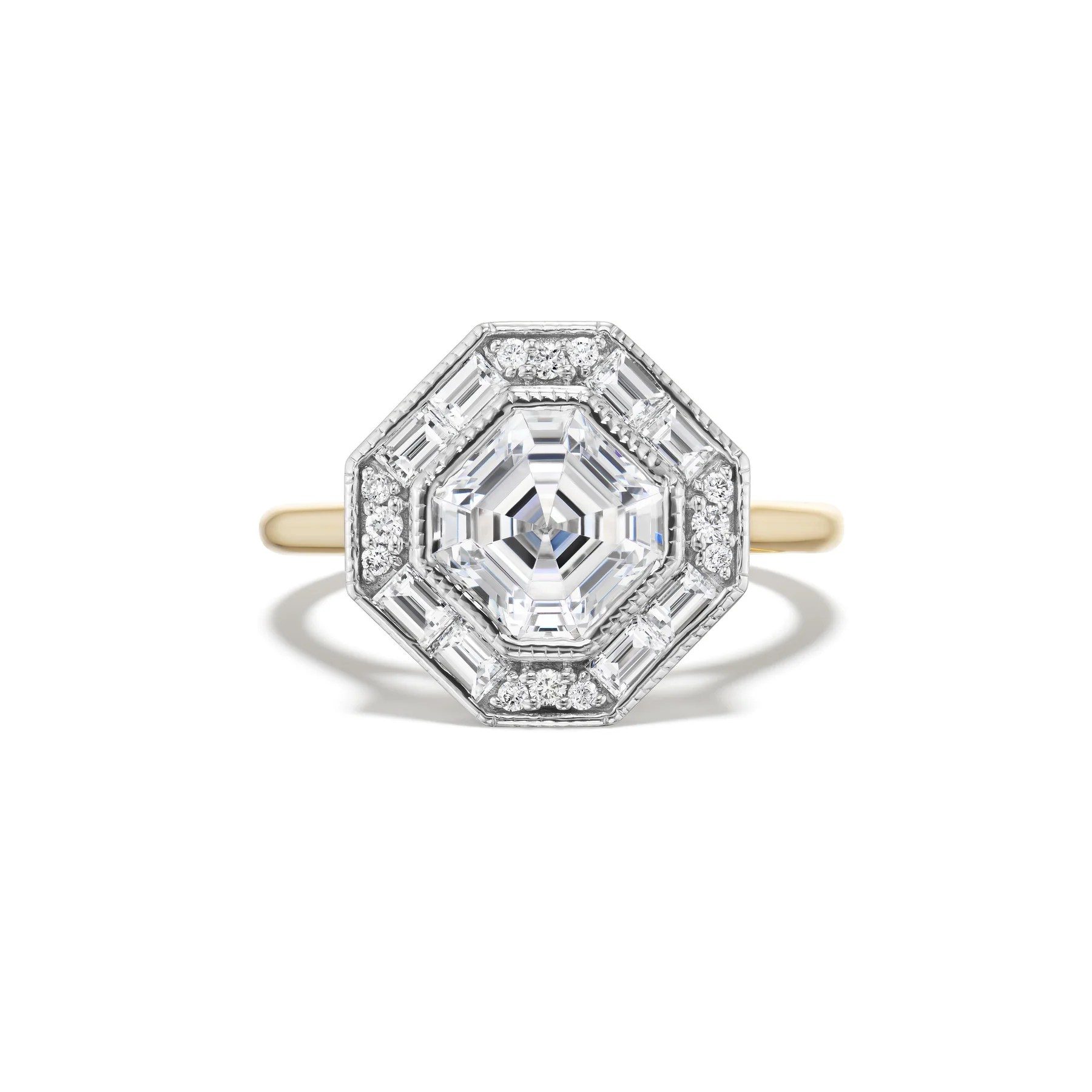 Asscher cut diamond engagement ring
