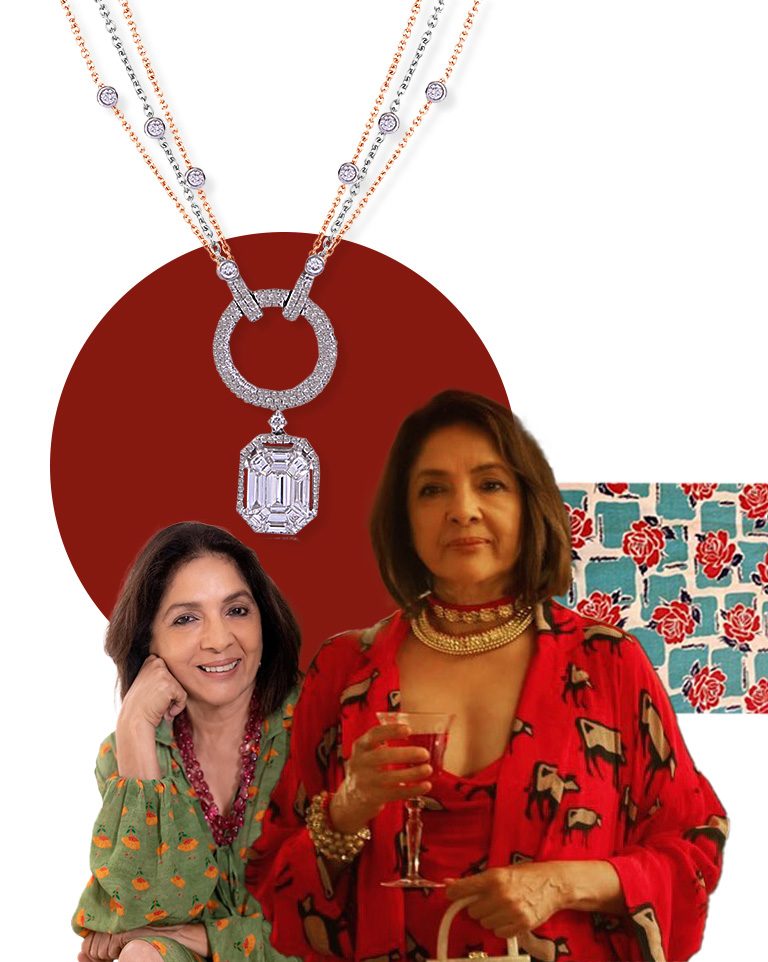 Neena Gupta exudes style in natural diamonds in Masaba Masaba.