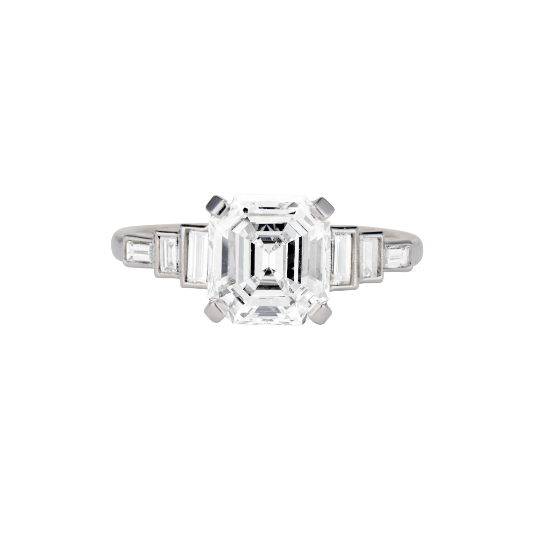 Asscher cut diamond engagement ring