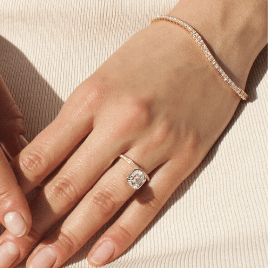 asscher cut diamond engagement ring