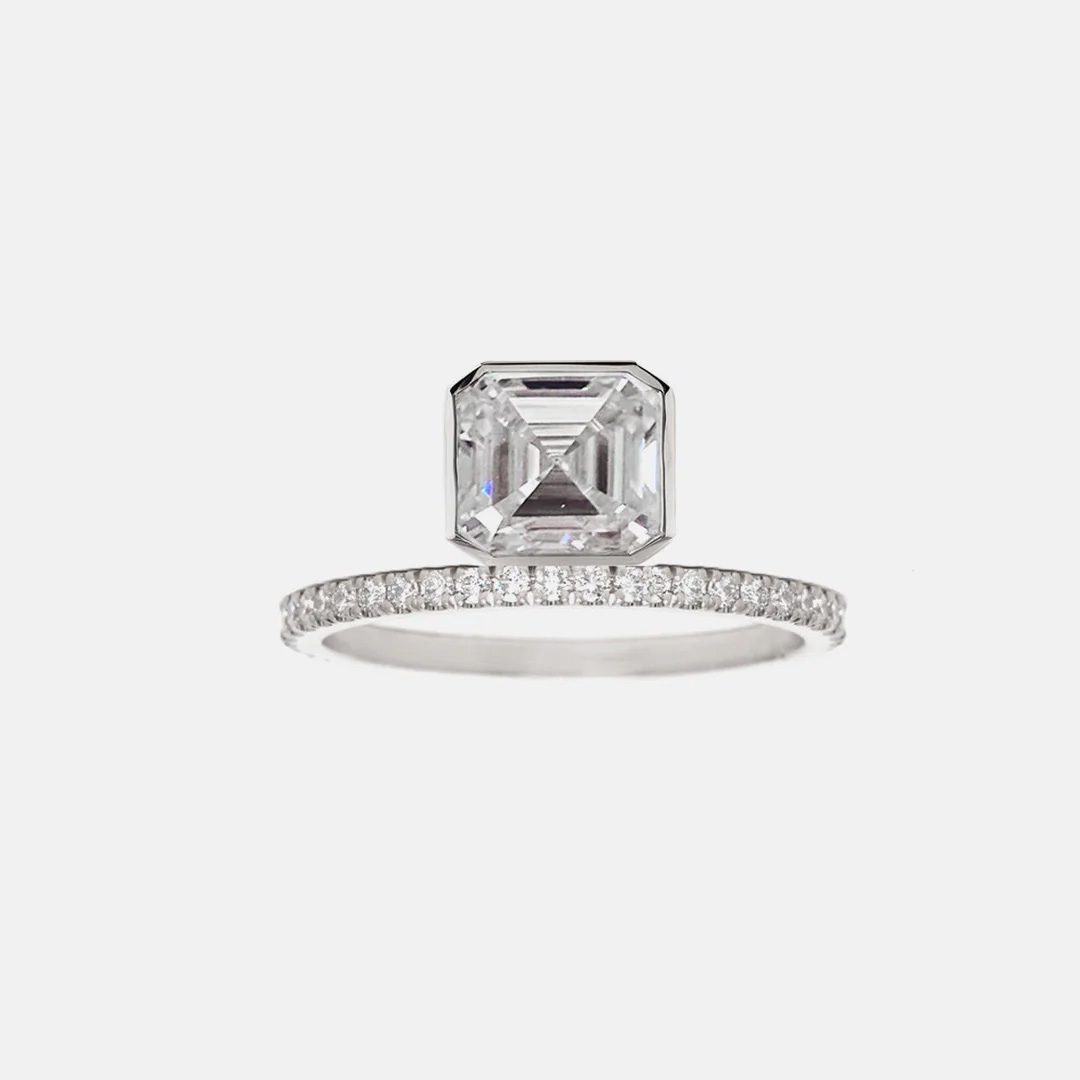 Asscher cut diamond engagement ring