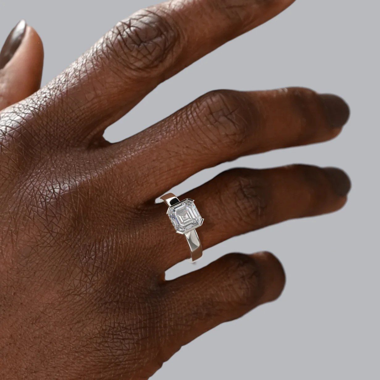 asscher cut diamond engagement ring
