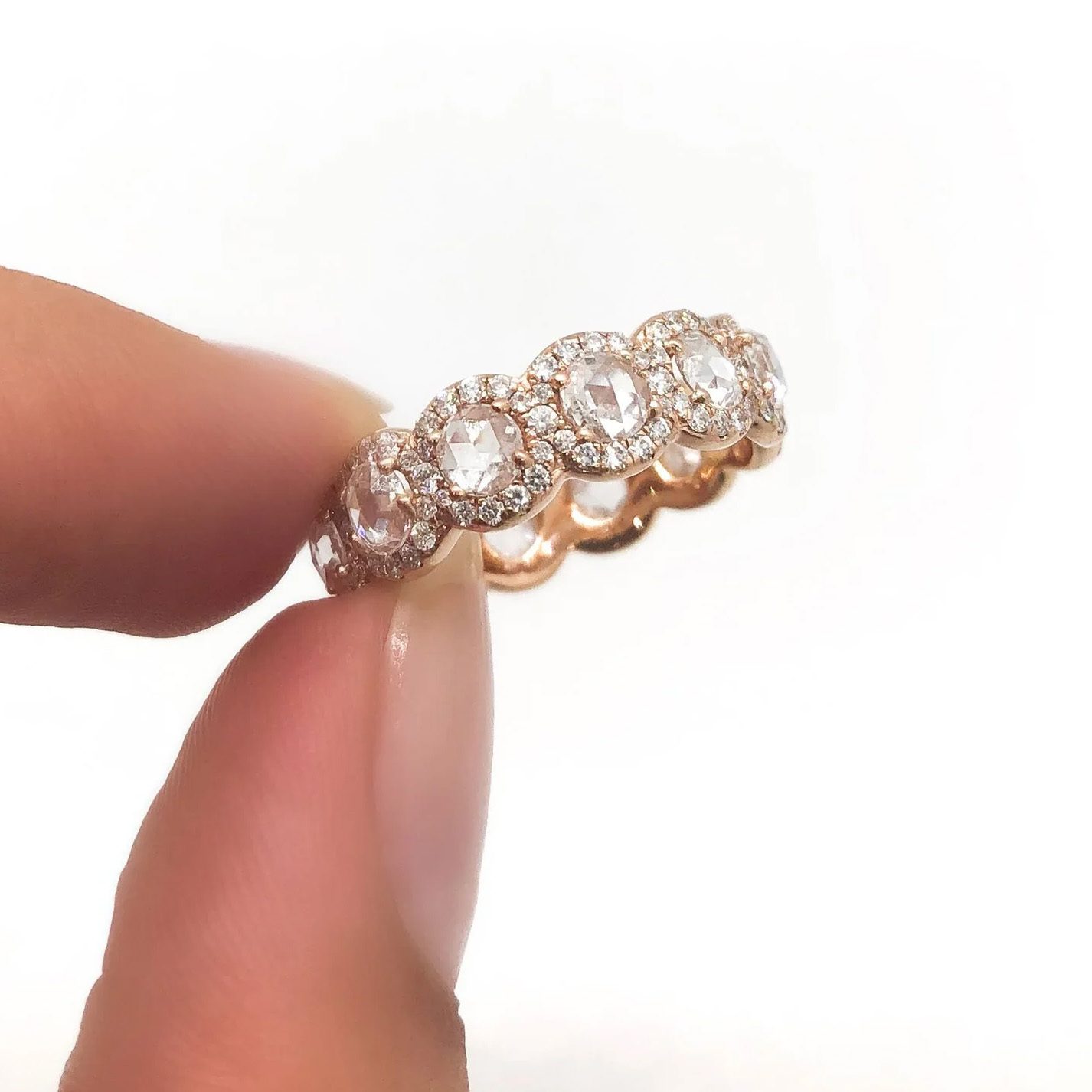 rose cut diamond ring eternity band