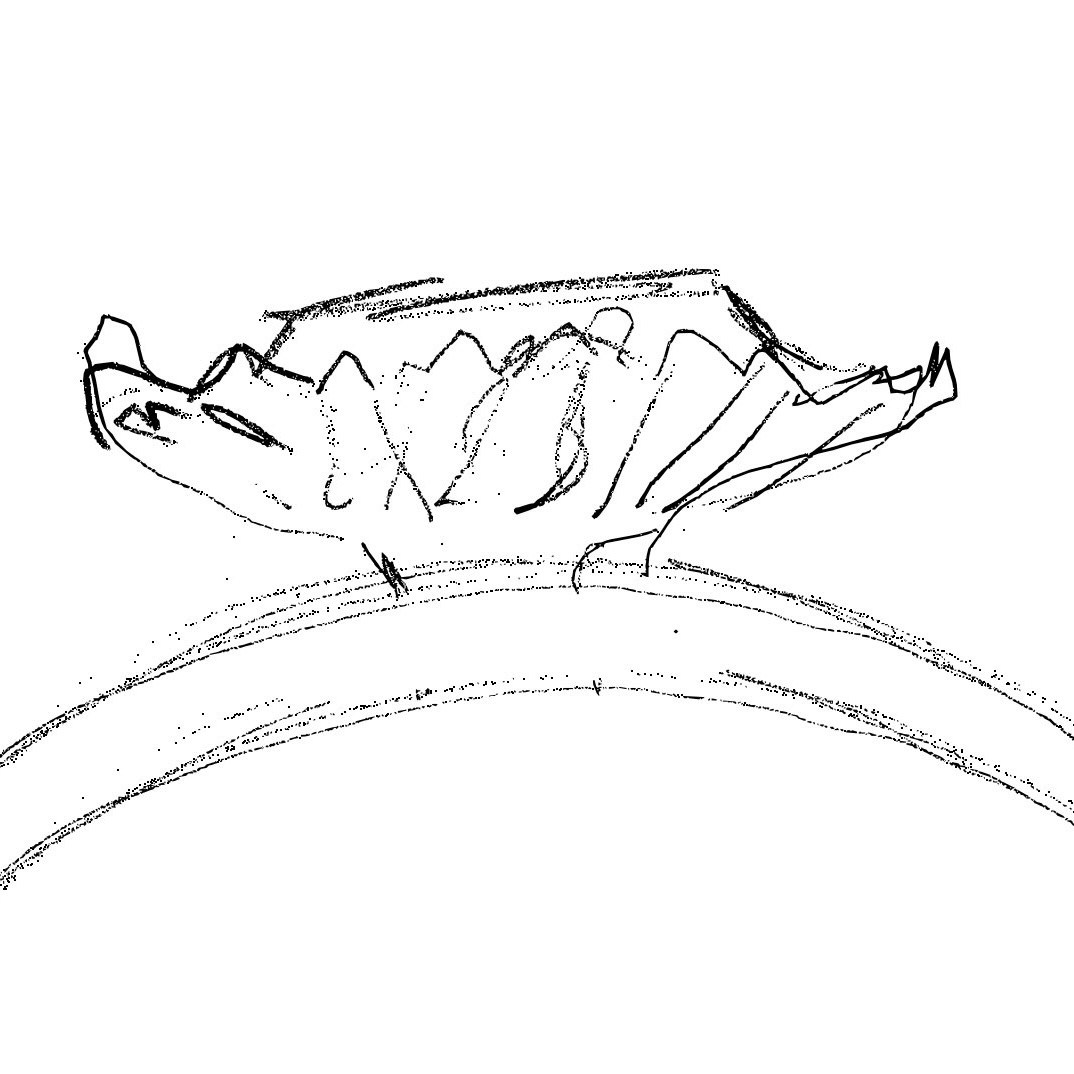Bernard James engagement ring sketch