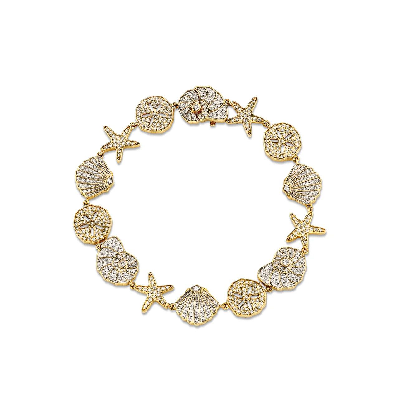 shell jewelry: diamond shell charm bracelet