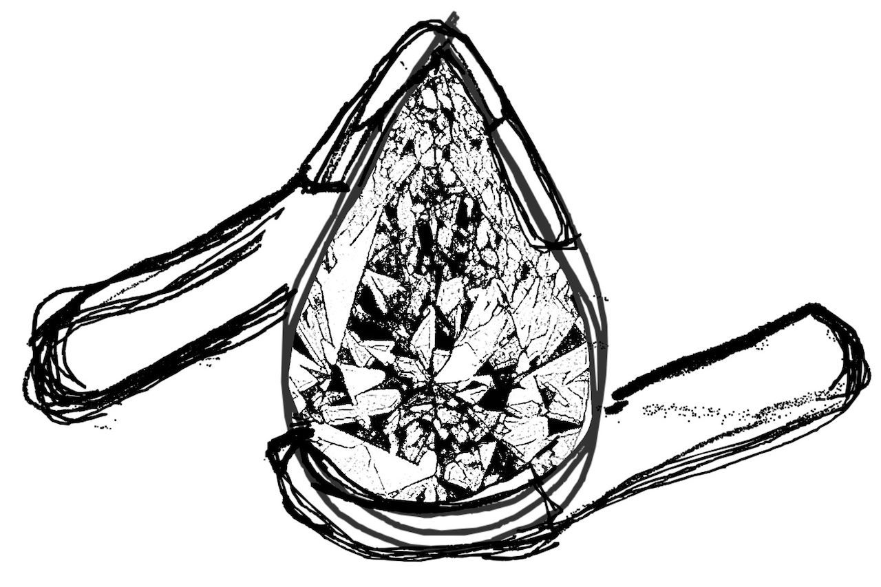 Sketch of Bernard James Pear-shaped Asymm Ring Design