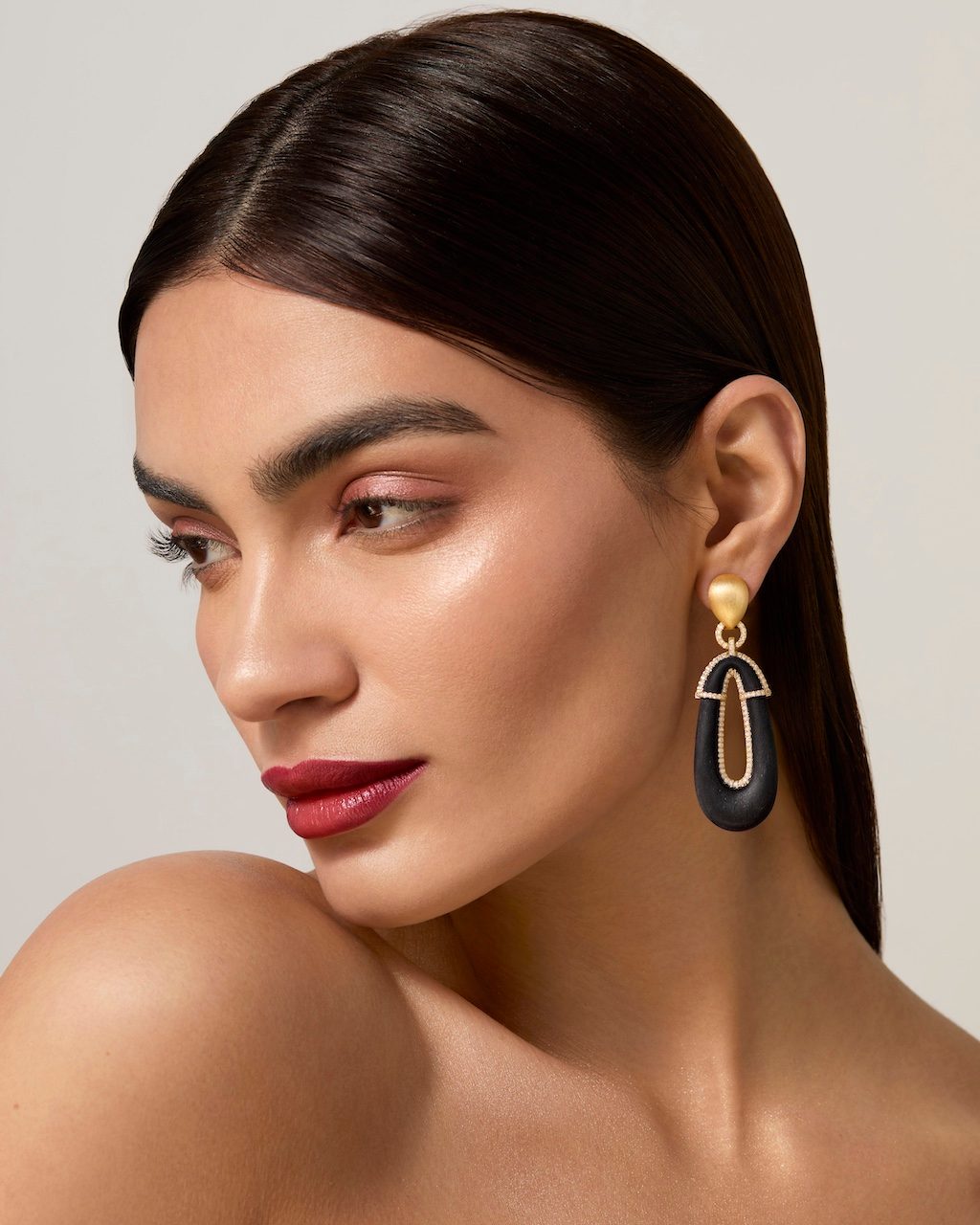 diamonds and wood jewelry: diamond and wood earrings