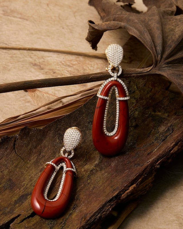 diamonds and wood jewelry: diamond and wood earrings