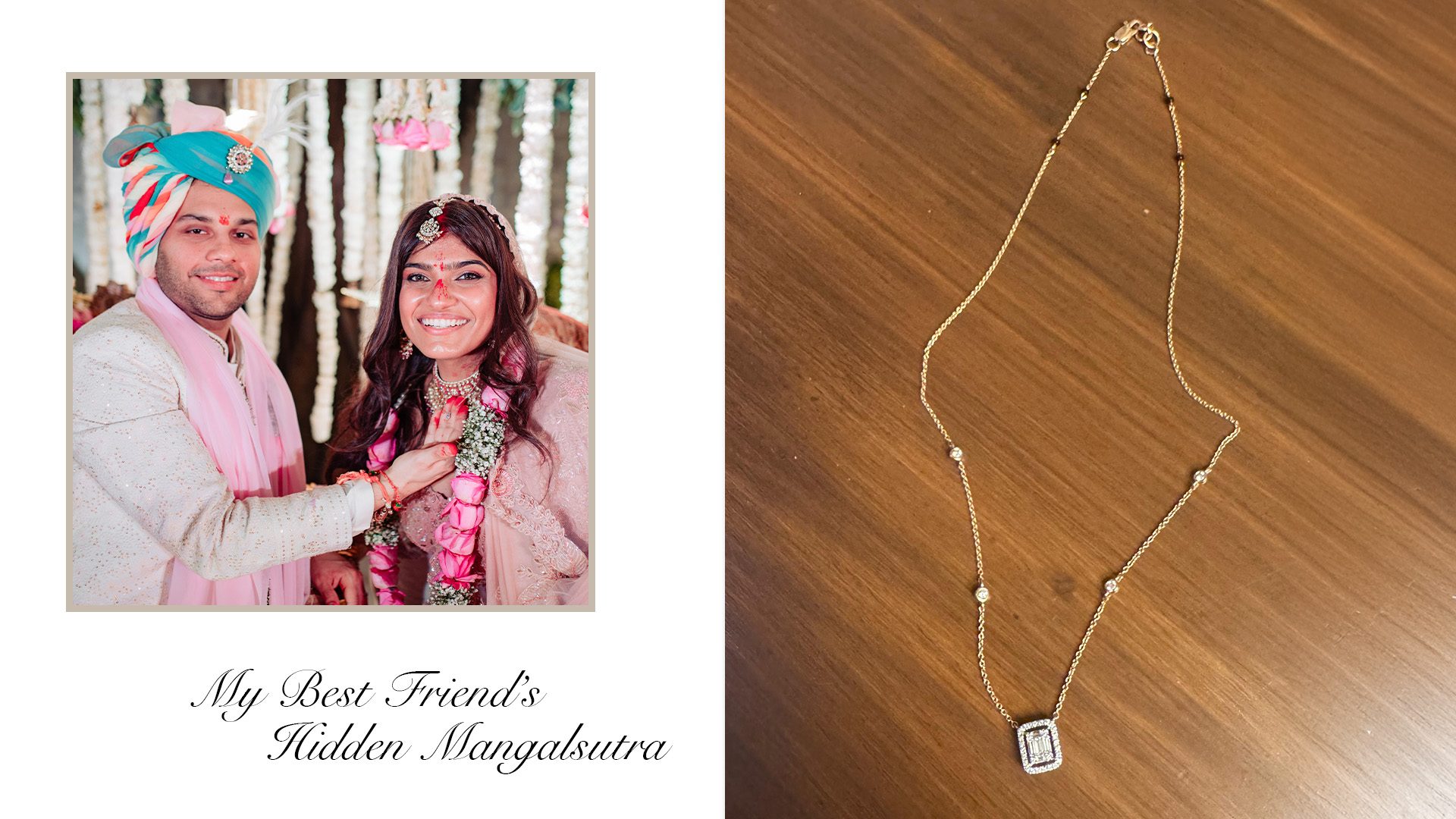 Pendant style real diamond mangalsutra