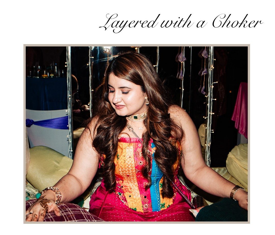 Diamond mangalsutra layered with a choker.