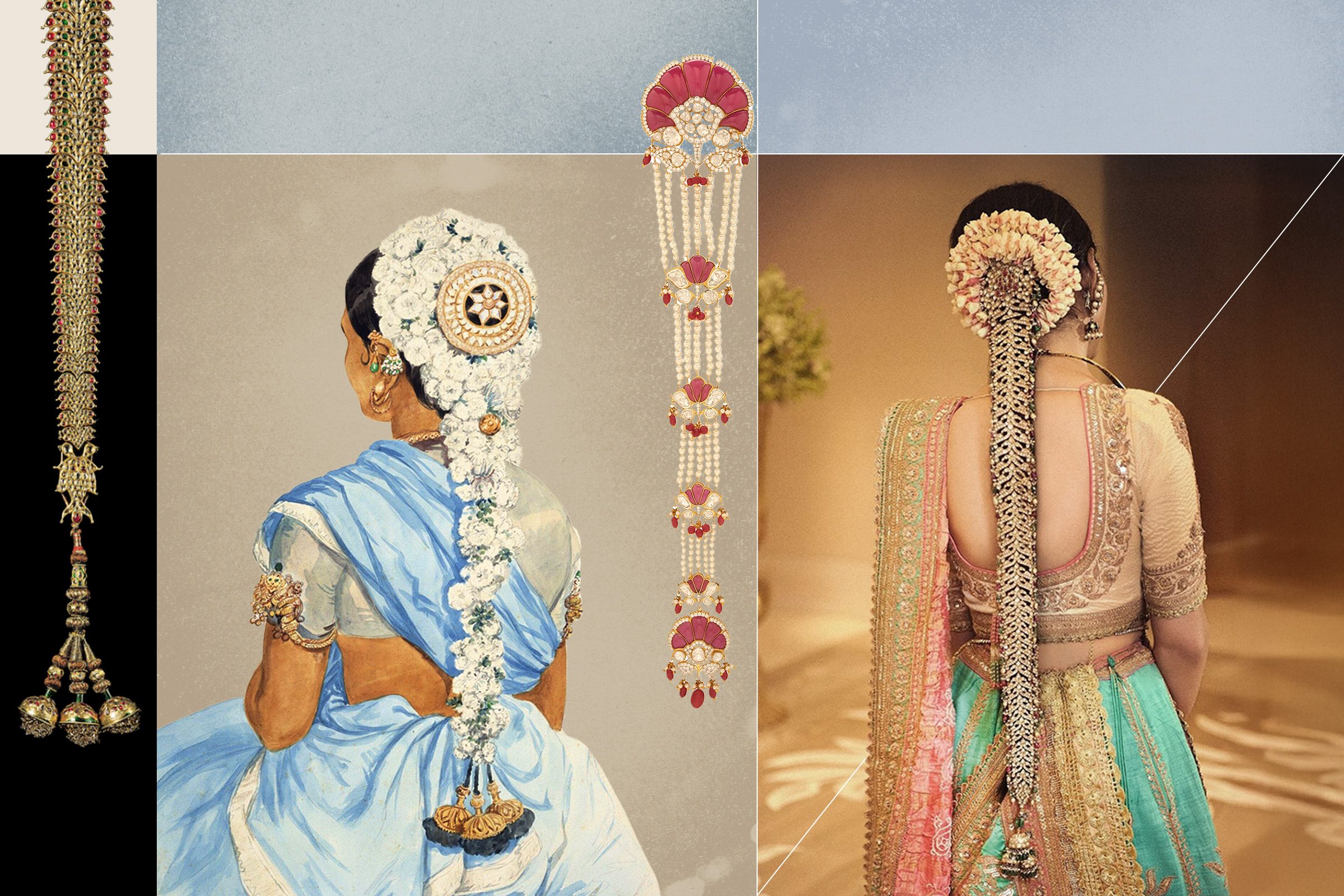 Diamond studded braid ornaments, combining traditional motifs with modern craftsmanship