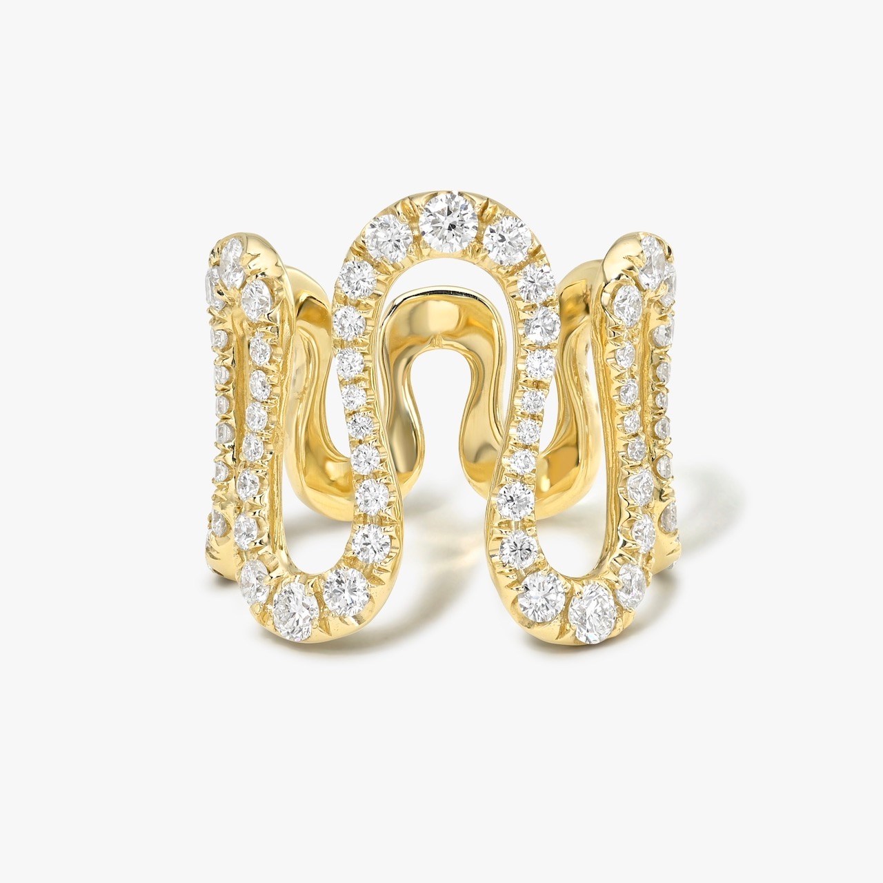White Space Pavé Diamond Sené Ring 