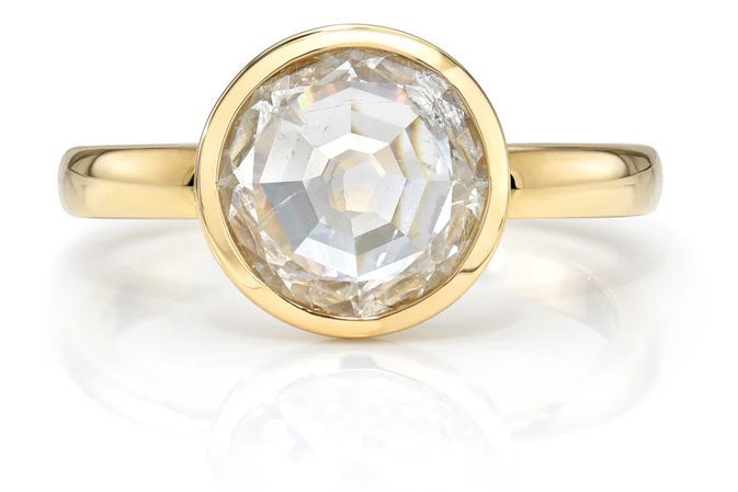 solitaire rose cut diamond ring on gold band