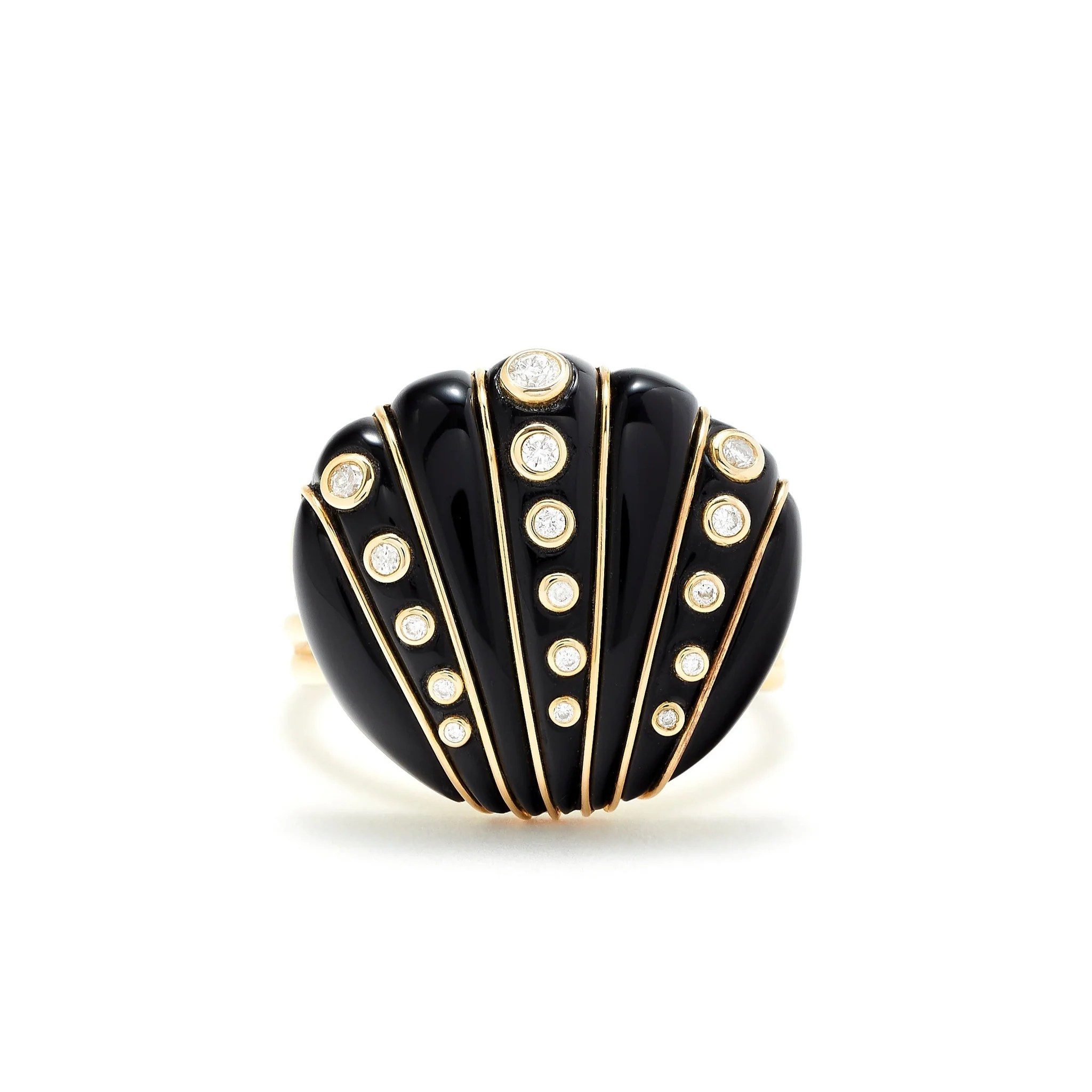shell jewelry: diamond and shell ring
