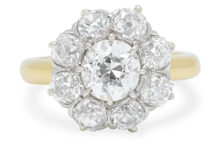 vintage diamond rings: Edwardian ring with cluster setting