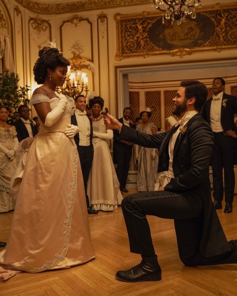 Dr. William Kirkland proposes to Peggy with a natural diamond engagement ring in the season 3 finale of The Gilded Age