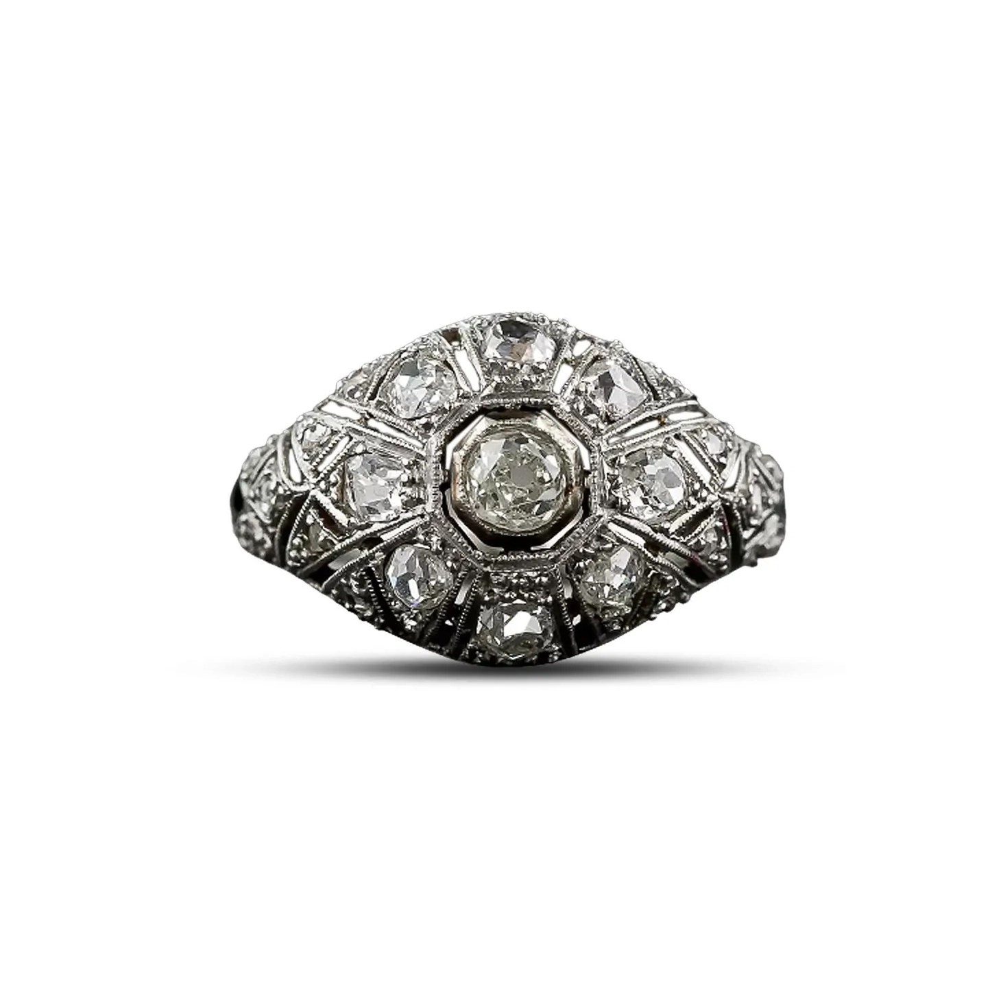 Art Deco diamond bombe ring
