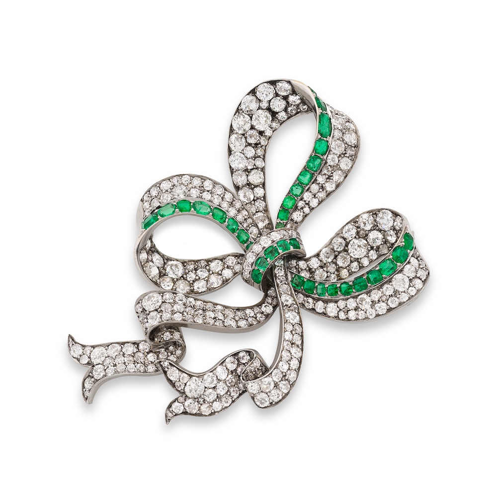 Vanderbilt jewelry diamond and emerald brooch