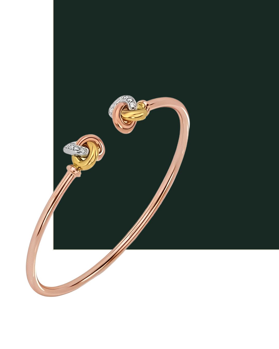 Open rose-gold bangle with diamond
