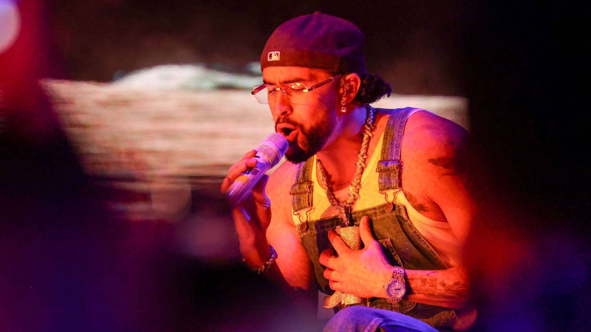 Bad Bunny Wore a Diamond Cowboy Boot Pendant to Perform at the 2023 Billboard Latin Music Awards