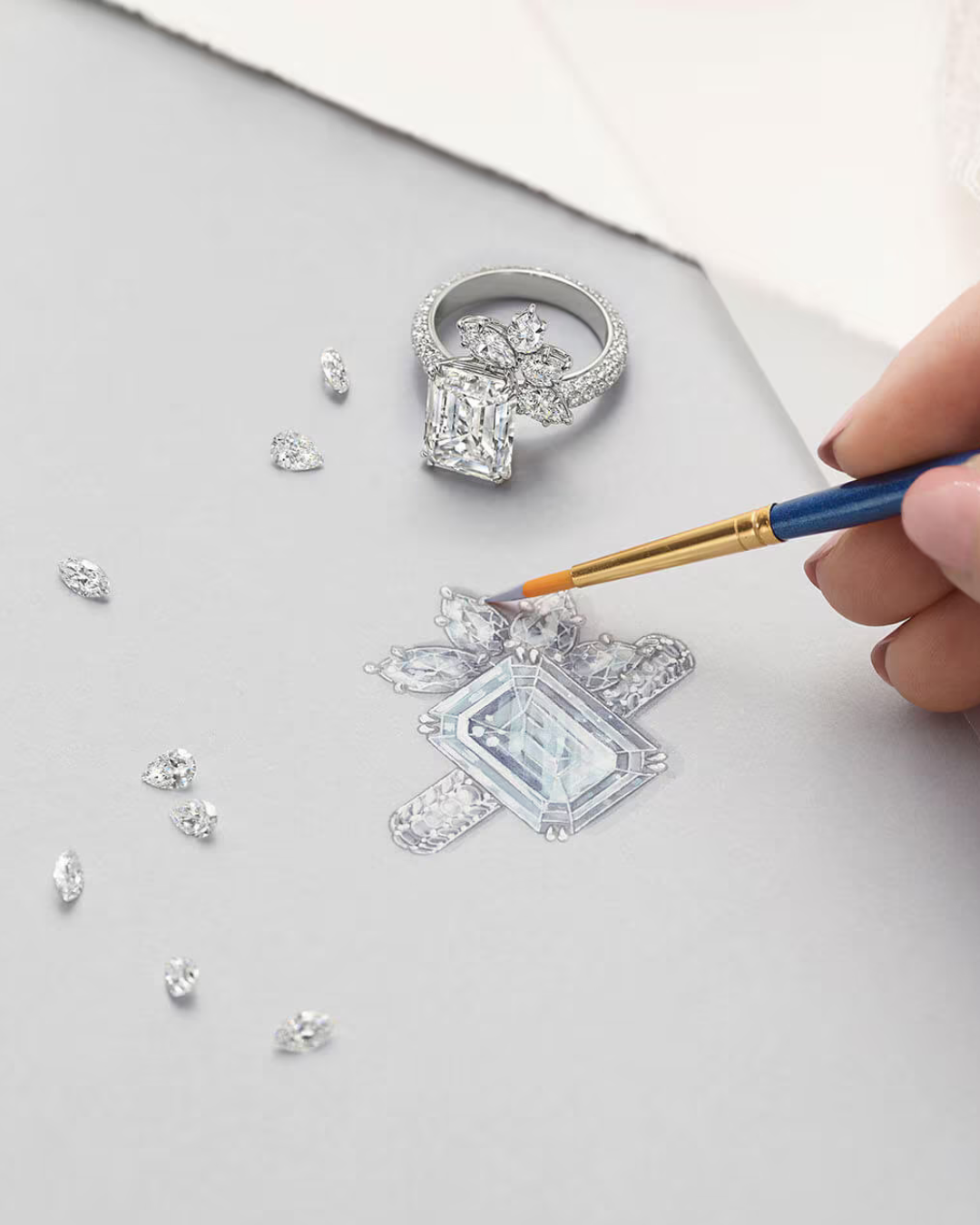 Harry Winston Step Cut Engagement Ring